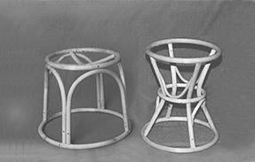 Leather-covered stool frame (left side of photo) (made to order: delivery time approx. 2 weeks)